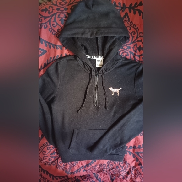 Like new Victoria's secret pink bling 1/4 zip hoodie size medium - Picture 3 of 11